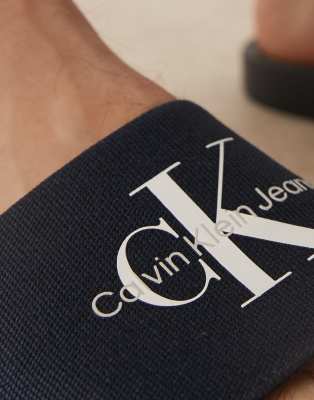 Calvin Klein Jeans Est.1978 Large Logo Slides In Navy