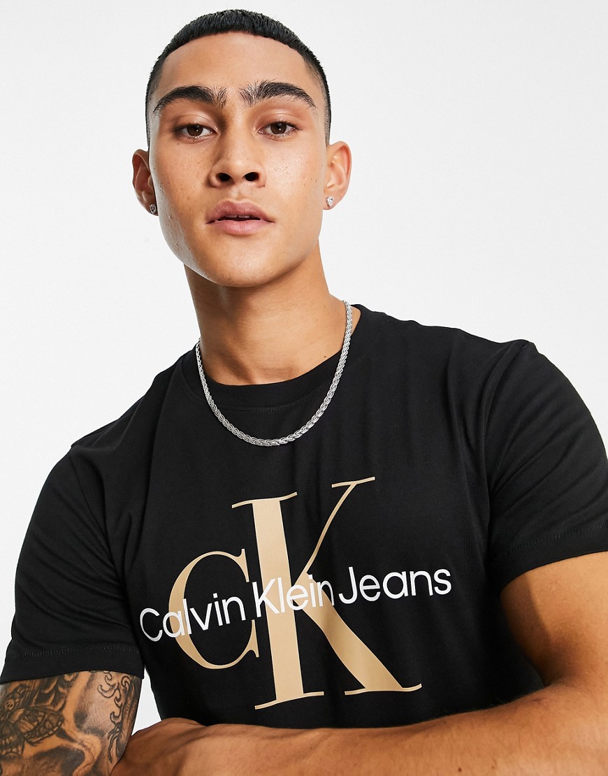 Calvin Klein Jeans large monologo T-shirt in black