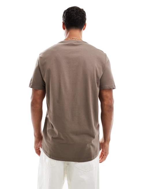 関税込【  Jeans】large monologo t-shirt in brown Calvin Klein Jeans large monologo T-shirt in brown and pink