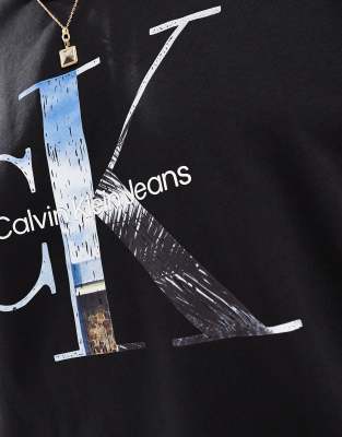 Calvin Klein Jeans Est.1978 Large Photo Logo T-shirt In Black