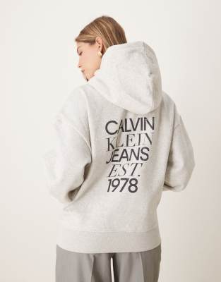 Calvin Klein Jeans - Lässig geschnittener Kapuzenpullover in Grau mit Rückenprint