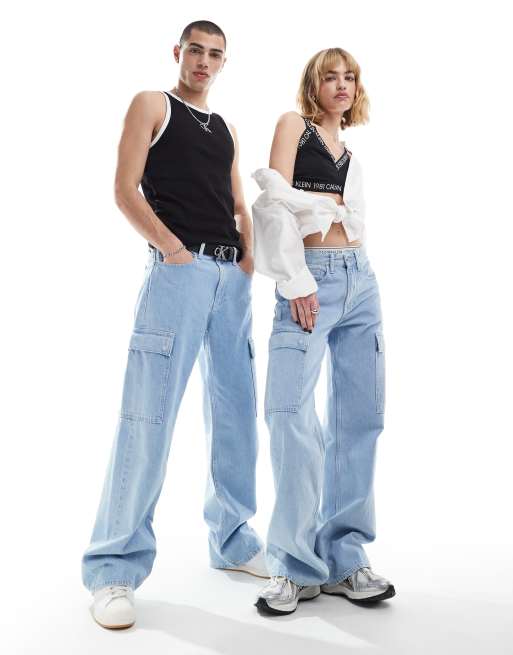 Calvin Klein Jeans – Lässige 90er Cargo-Jeans in heller Waschung – exklusiv bei CerbeShops