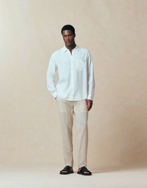 Calvin Klein Jeans – Lässiges, langärmliges Leinenhemd in Weiß, 2 von 5