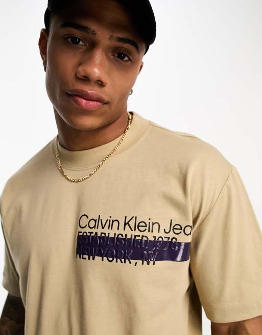 Calvin klein deals t shirt beige