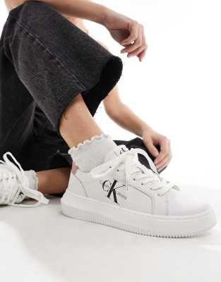 Calvin Klein Jeans Est.1978 Logo-print Leather Sneakers In White