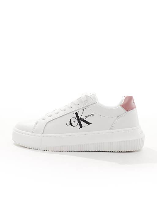 Calvin Klein Jeans leather chunky cupsole monogram trainers in multi ASOS