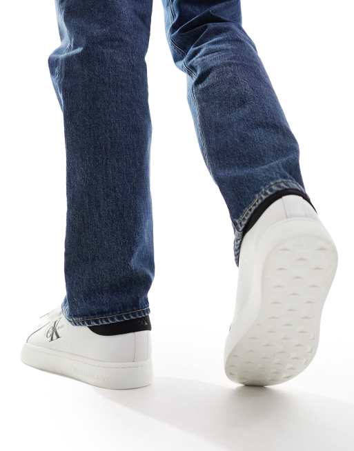 Calvin Klein Jeans leather classic low cupsole trainers in white
