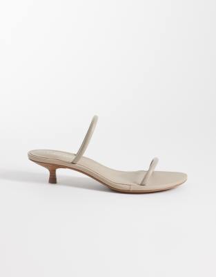 Calvin Klein Jeans Leather Double Strap Heeled Sandals In White