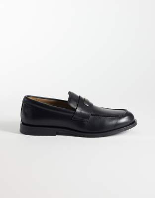 Calvin Klein Jeans Leather Loafers In Black
