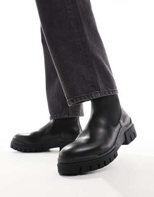 Calvin Klein Jeans leather low commuter boots in black