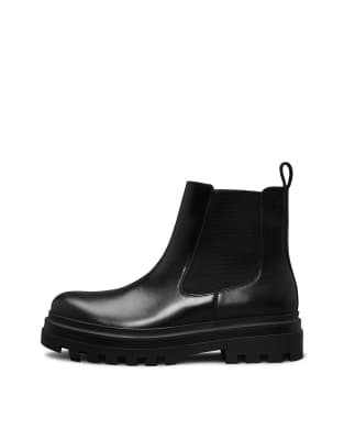  Leather Lug Chelsea Boots in Triple Black