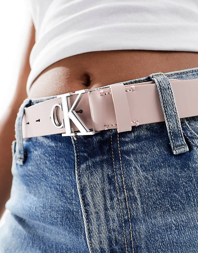 Calvin Klein Jeans - leather monogram 30mm belt in light pink