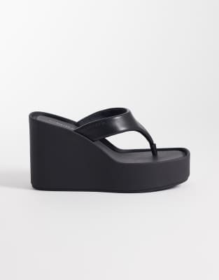  Jeans leather thong wedge sandal  