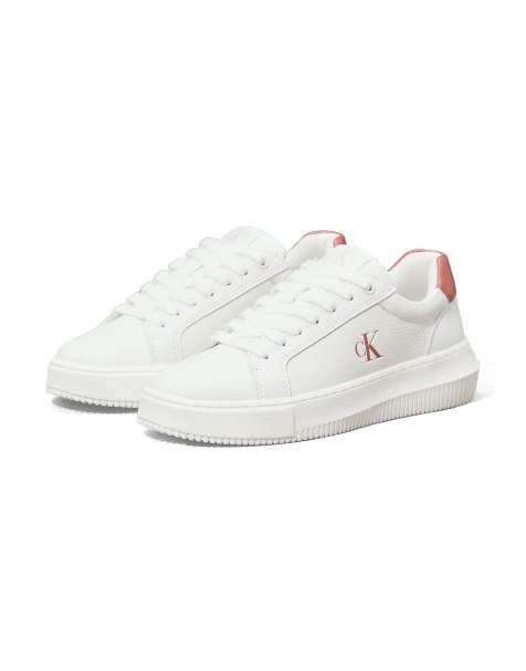 Calvin Klein Jeans Leather trainers in bright white/aragon - view 1