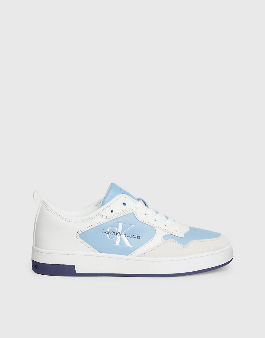 Calvin Klein Jeans Leather Trainers in Dusk Blue/Bright White/Peacoat