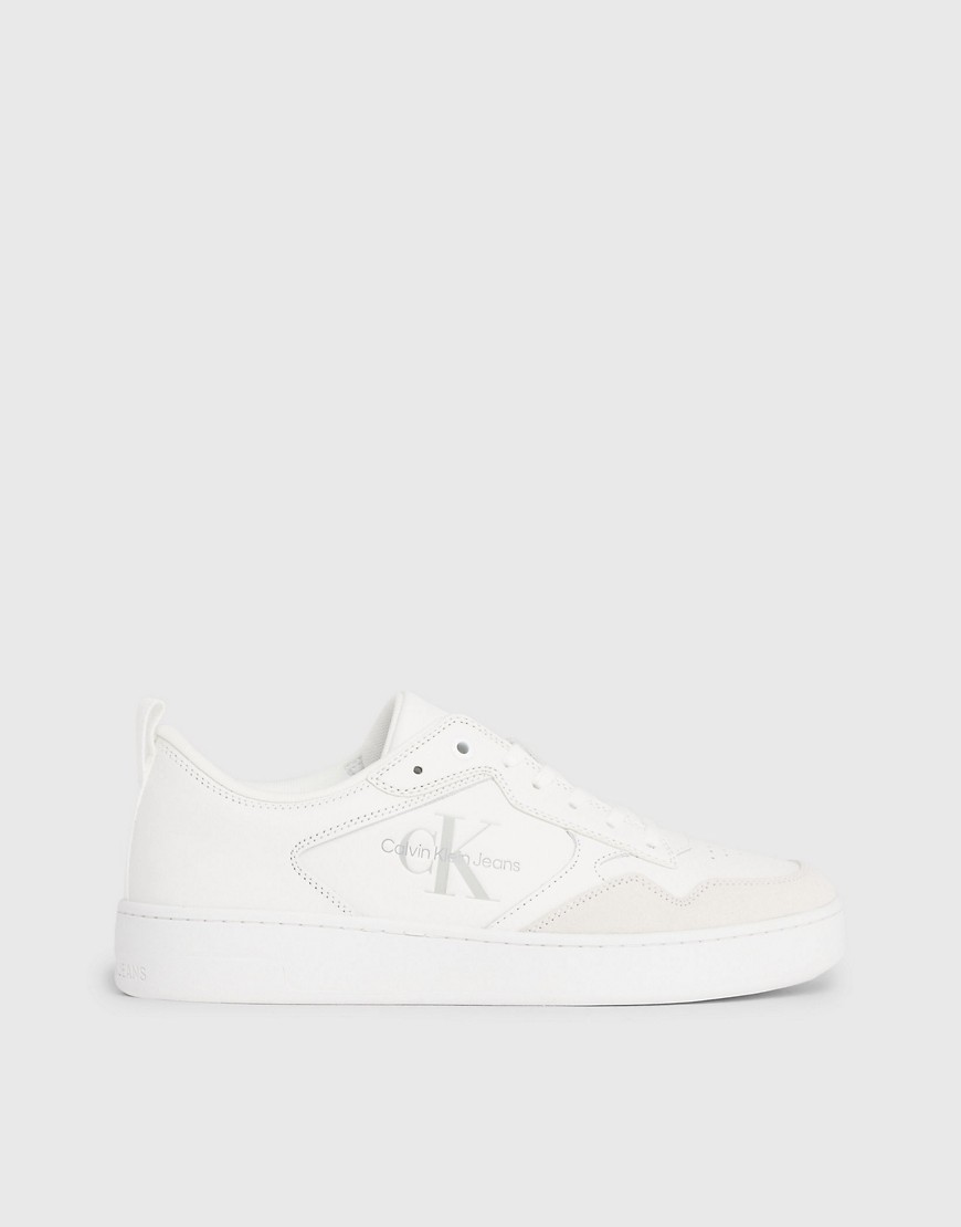 Calvin Klein Jeans Leather Trainers in Triple Bright White