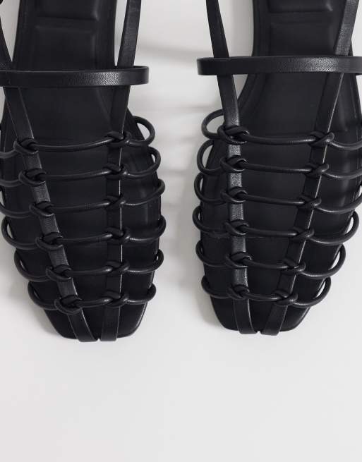 Calvin Klein Jeans – Leder-Ballerinas in Schwarz mit Riemchen, 3 von 4
