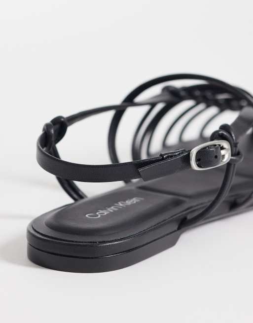 Calvin Klein Jeans – Leder-Ballerinas in Schwarz mit Riemchen, 4 von 4