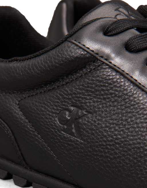 Calvin Klein Jeans – Leder-Sneaker in strahlendem Triple-Schwarz mit niedrigem Profil, 3 von 5