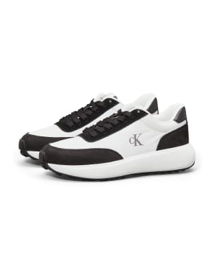 Calvin Klein Jeans - Leder-Sneaker in strahlendem Weiß/Schwarz-Bunt