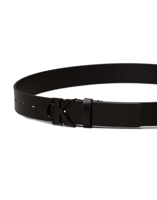 Calvin Klein Jeans – Ledergürtel in Schwarz mit Logo