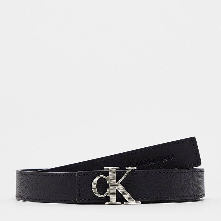 Calvin Klein Jeans – Ledergürtel in Schwarz mit Monogramm | ASOS