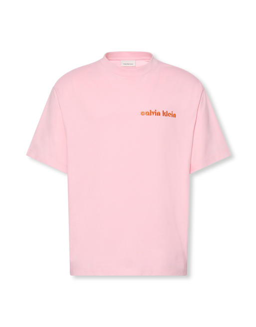 Calvin Klein Jeans left chest logo t-shirt in pink, 3 of 5
