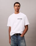 [Calvin Klein Jeans] Calvin Klein Jeans left chest logo t-shirt in white Chest 34 Brilliant white