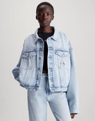 Calvin Klein Jeans Relaxed Denim Jacket in Denim Light - ASOS Price Checker