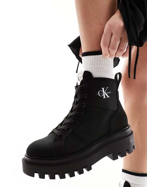 Calvin Klein Jeans - Legerlaarzen met veters in zwart, 4 van 4