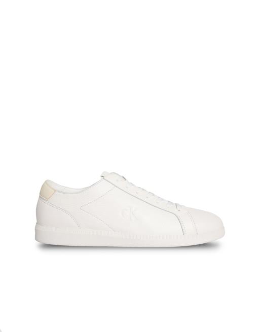 Calvin Klein Jeans - Leren sneakers met cupzool in wit, 2 van 5