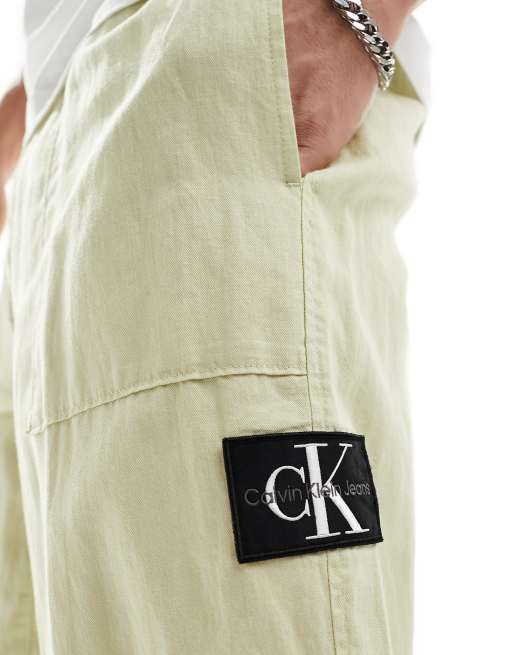 Calvin Klein Jeans linen trousers in green, 3 of 5