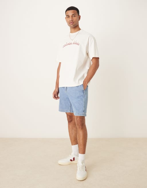 Calvin Klein Jeans – Ljusblå, avslappnade shorts i dra på-modell, 5 av 5