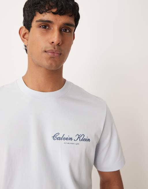 Calvin Klein Jeans – Ljusblå t-shirt med texttryck, 4 av 5