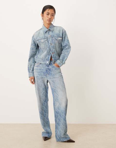 Calvin Klein Jeans – Ljusblå, tvättade och raka jeans i 90-talsstil med logga - view 1