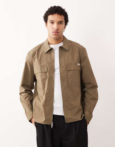 Calvin Klein Jeans – Ljusbrun, enkel overshirt med dragkedja - view 1