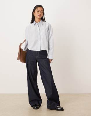 Calvin Klein Jeans - Locker geschnittene Hemdbluse aus Baumwoll-Popeline in Blau mit Streifen