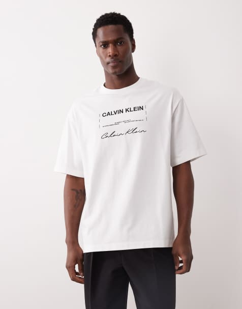 Calvin Klein Jeans – Locker geschnittenes T-Shirt in Weiß mit Grafikprint - view 1