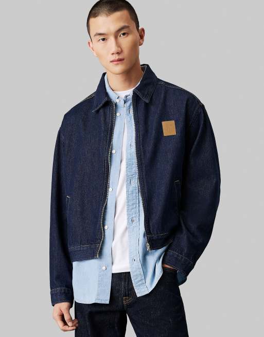 Calvin Klein Jeans – Lockere Jeansjacke in Denim-Rinse mit Reißverschluss