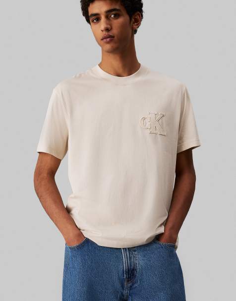 Calvin Klein Jeans Logo appliqué t-shirt in oatmeal - view 1