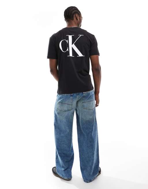 関税込み【  Jeans】bold ck backprint t-shirt Calvin Klein Jeans logo back print t-shirt in black | ASOS