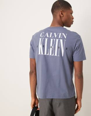 Calvin Klein Jeans Est.1978 Logo Back Print T-shirt In Gray