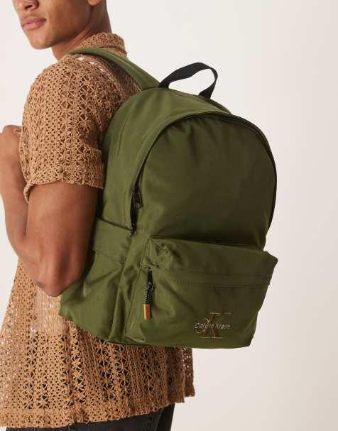 Calvin Klein Jeans logo backpack in khaki - view 1