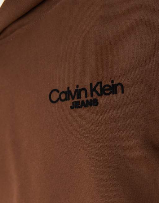 Calvin Klein Jeans logo backprint hoodie in dark brown - ASOS Exclusive, 3 of 4