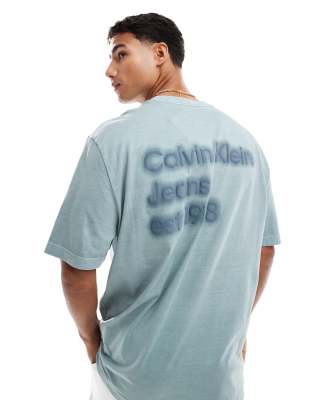 logo backprint t-shirt in washed gray