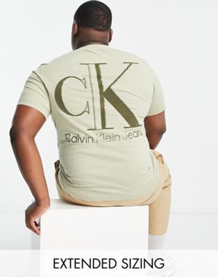 Calvin Klein Jeans logo Big & Tall high t-shirt in stone