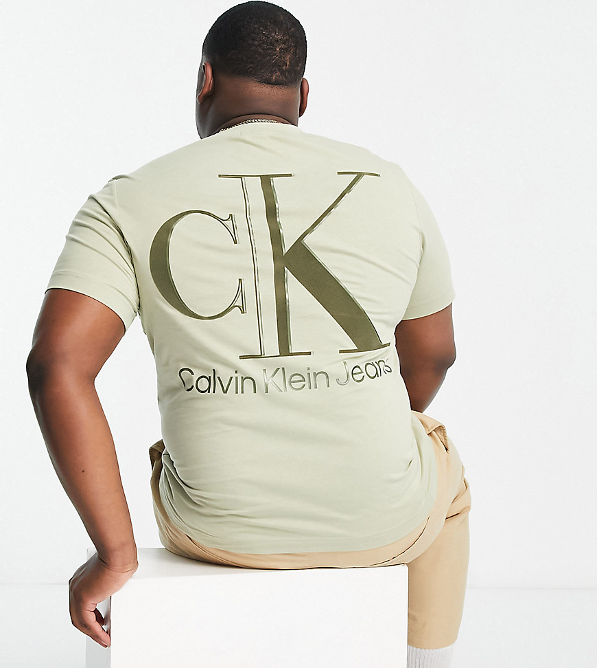 Calvin Klein Jeans logo Big & Tall high T-shirt in stone-Neutral