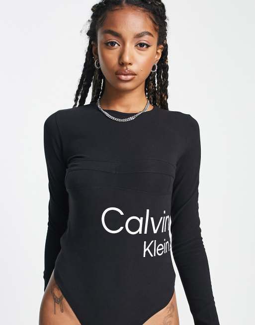 Logo Bodysuit in Black