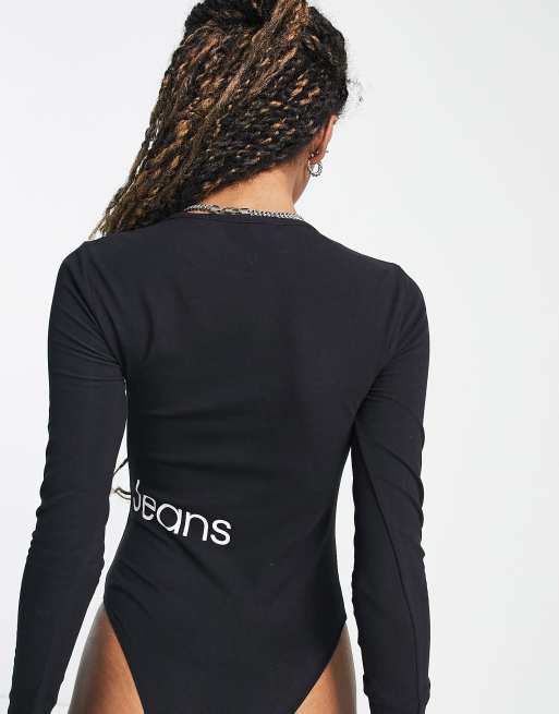 Calvin Klein Jeans logo bodysuit in black