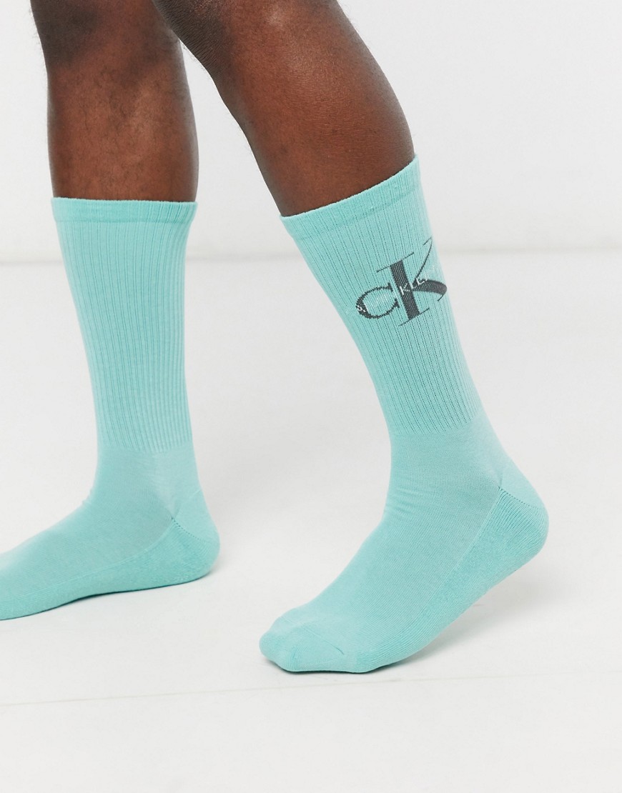 Calvin Klein Jeans logo crew socks in green